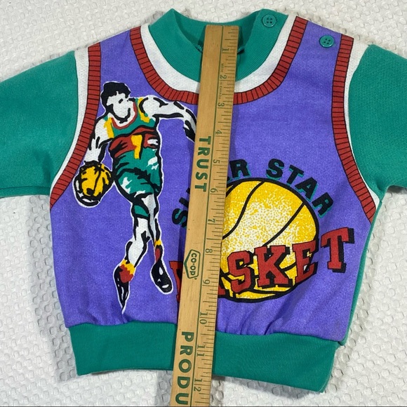 NWT Vintage QUACKERS Super Star Basketball Sweater Shirt; Toddler/ Infant Sz 12 - Picture 7 of 12